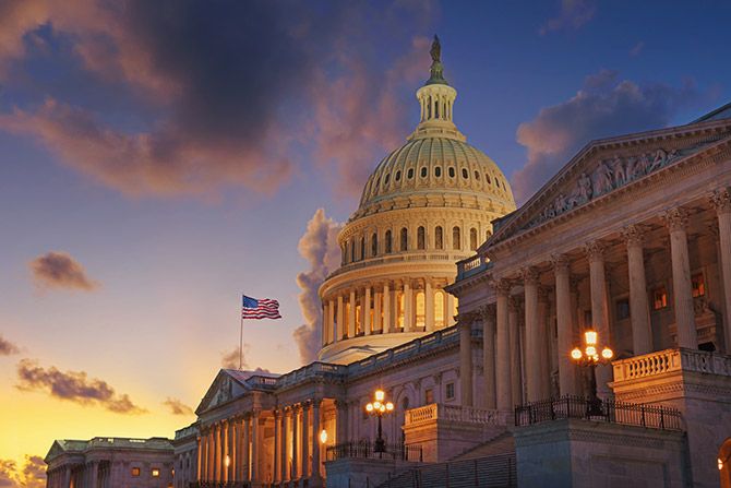 Flourish: Marching Into 2026 on the Advocacy Frontline; Nebraska's capital building with a sunset behind it.