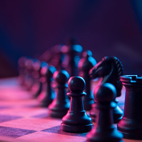 Chess pieces on board ready to start game